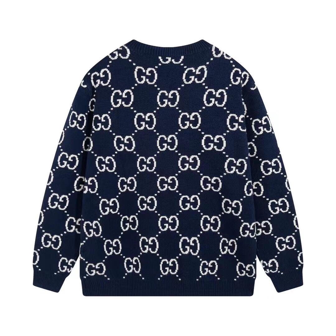 Suéter Gucci GG Monogram Jacquard – Navy/White vista 2