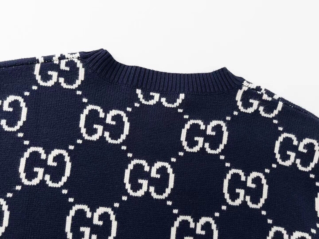 Suéter Gucci GG Monogram Jacquard – Navy/White vista 3