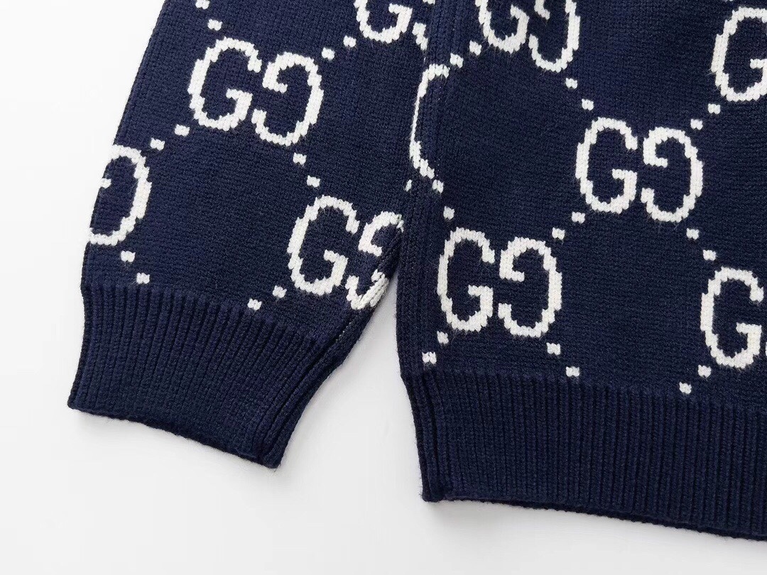 Suéter Gucci GG Monogram Jacquard – Navy/White vista 4