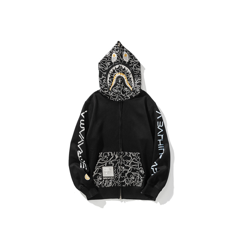 BAPE x Hajime Sorayama Shark Full Zip Hoodie Black vista 3