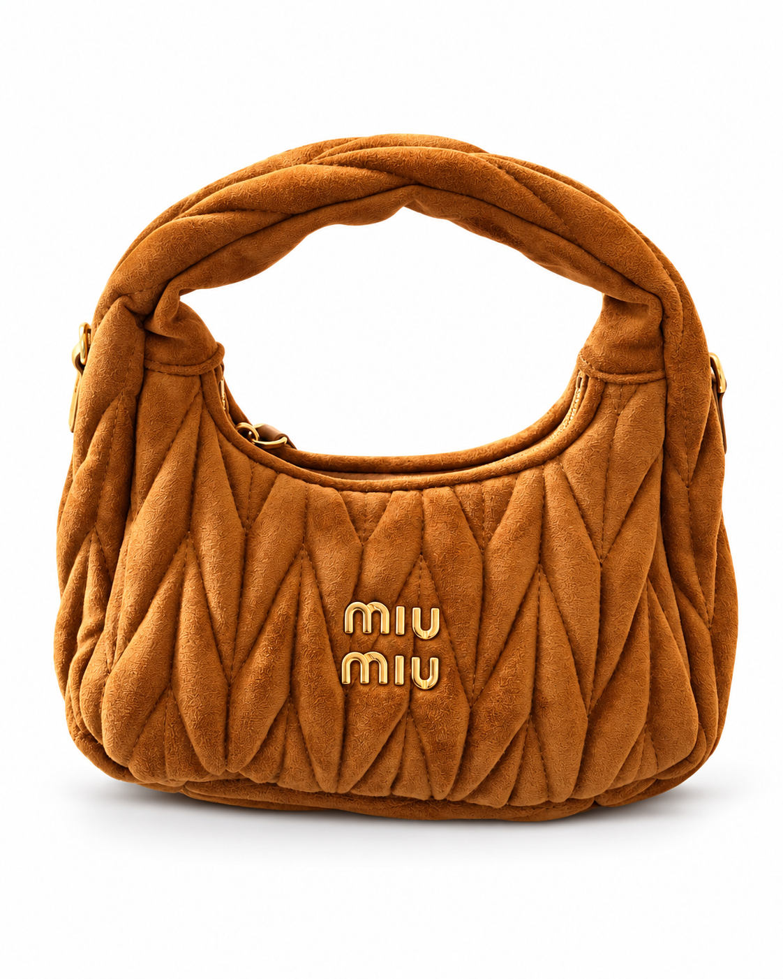 Bolsa estilo Wander Matelassê em Camurça – Caramelo vista 2