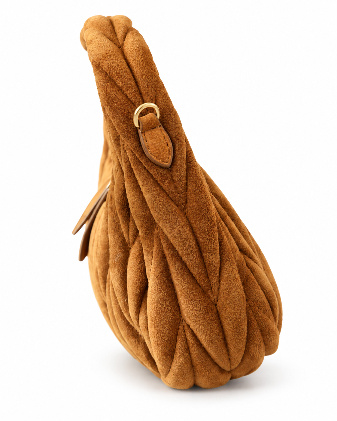 Bolsa estilo Wander Matelassê em Camurça – Caramelo vista 5