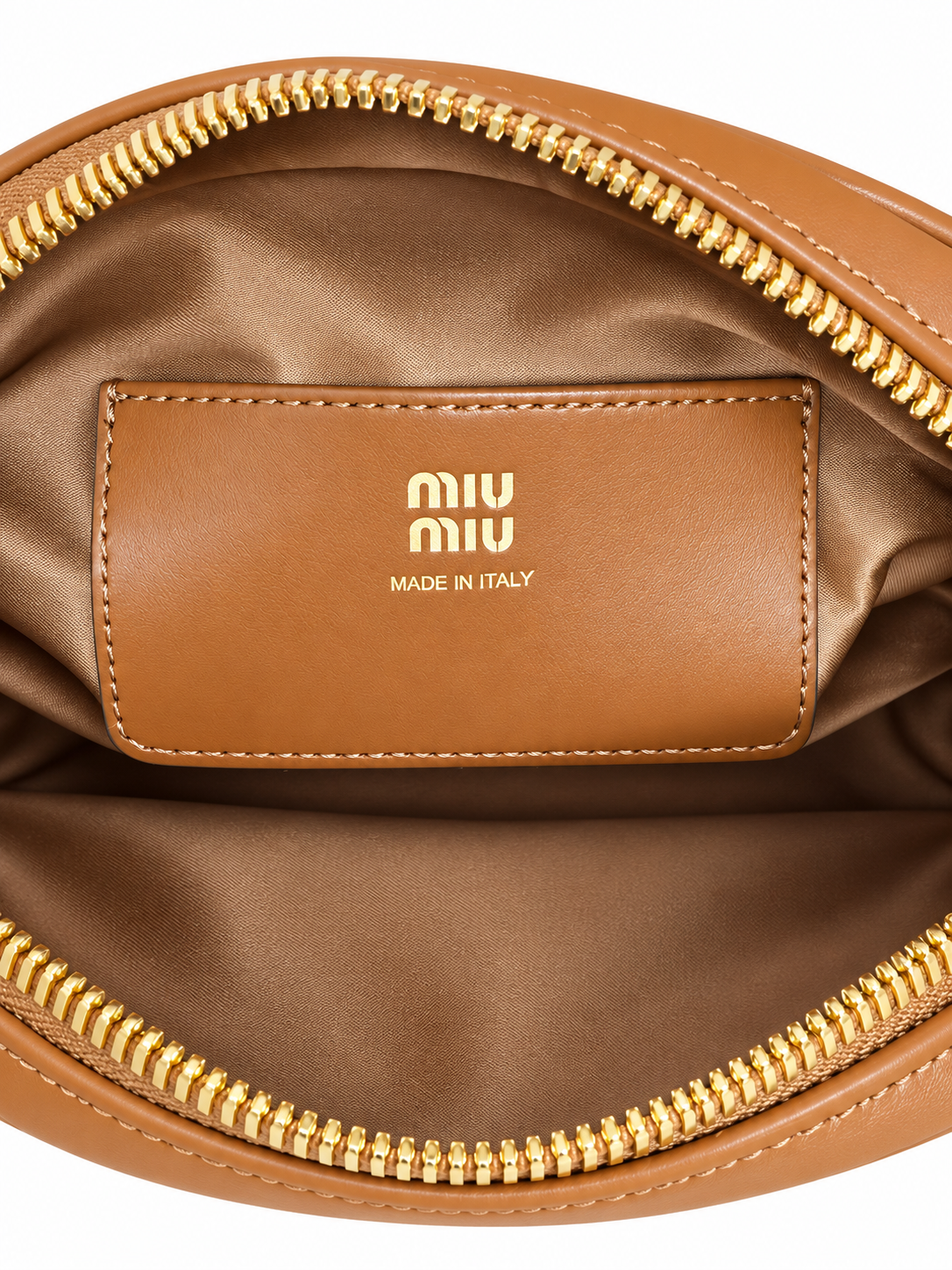 Bolsa Miu Miu Beau Small Cognac em Couro vista 4