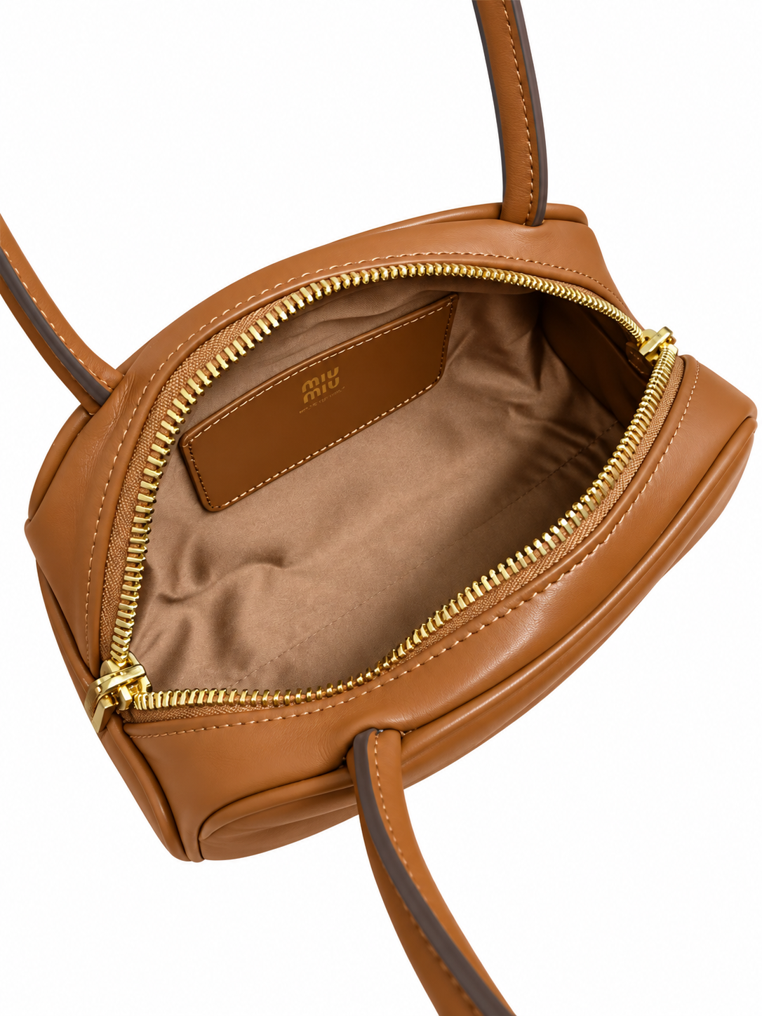 Bolsa Miu Miu Beau Small Cognac em Couro vista 6