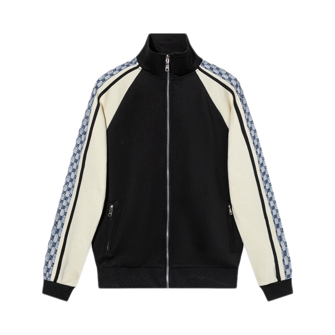 Track Jacket Gucci monogram sleeves preto/creme