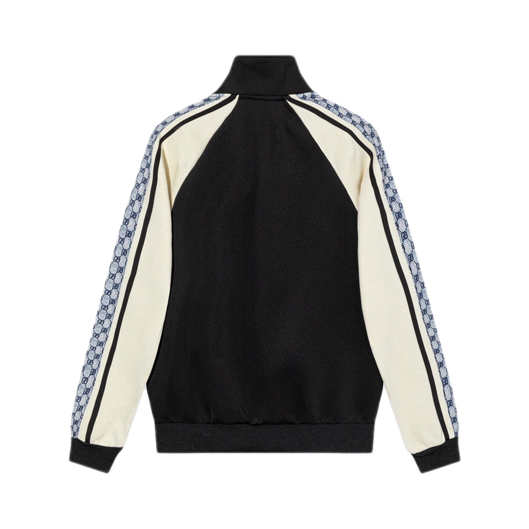 Track Jacket Gucci monogram sleeves preto/creme vista 2